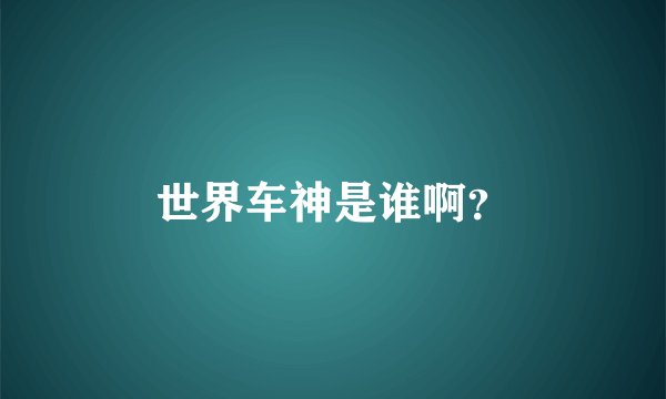 世界车神是谁啊？