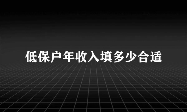 低保户年收入填多少合适