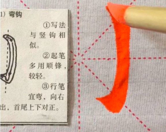 竖弯钩怎么写田字格