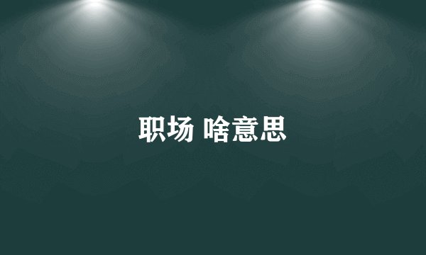 职场 啥意思