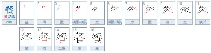 简写的餐怎么写