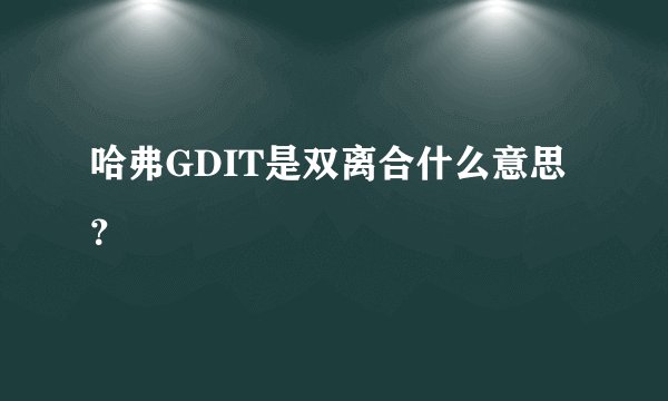 哈弗GDIT是双离合什么意思？