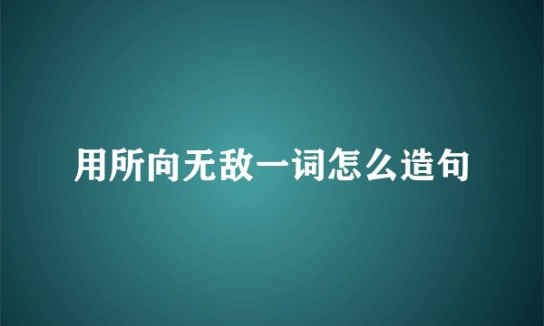 用所向无敌一词怎么造句