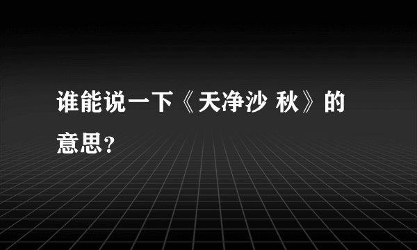 谁能说一下《天净沙 秋》的意思？