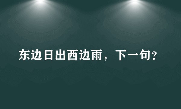 东边日出西边雨，下一句？
