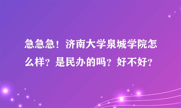 急急急！济南大学泉城学院怎么样？是民办的吗？好不好？