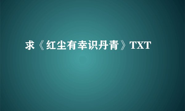 求《红尘有幸识丹青》TXT