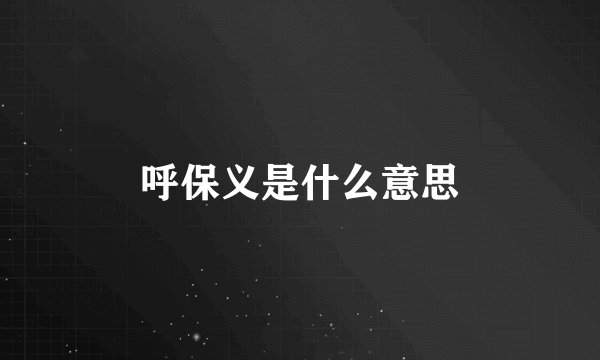 呼保义是什么意思