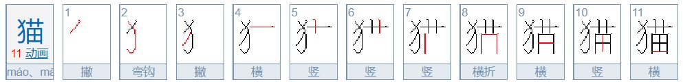 猫的笔画顺序
