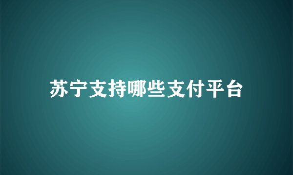 苏宁支持哪些支付平台