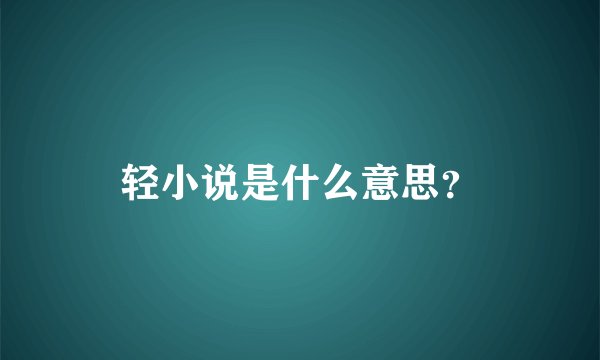 轻小说是什么意思？