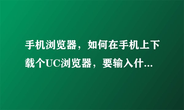 手机浏览器，如何在手机上下载个UC浏览器，要输入什么网址，谢谢，，，