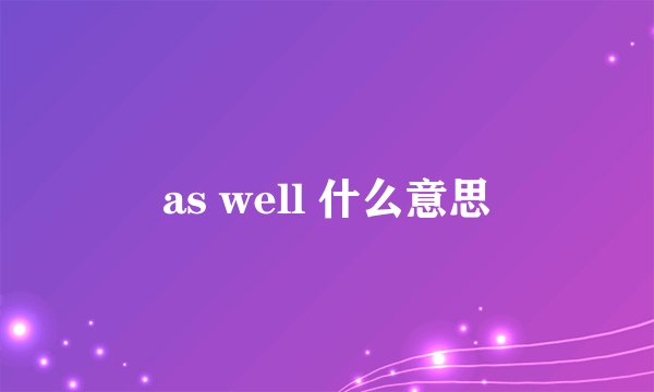 as well 什么意思