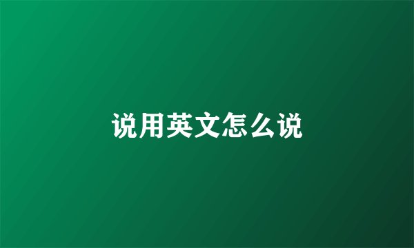 说用英文怎么说