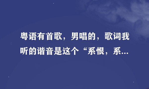 粤语有首歌，男唱的，歌词我听的谐音是这个“系恨，系呀XXXXX”跪求歌名