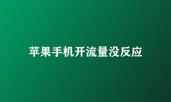 苹果手机开流量没反应