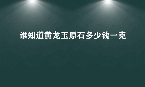 谁知道黄龙玉原石多少钱一克