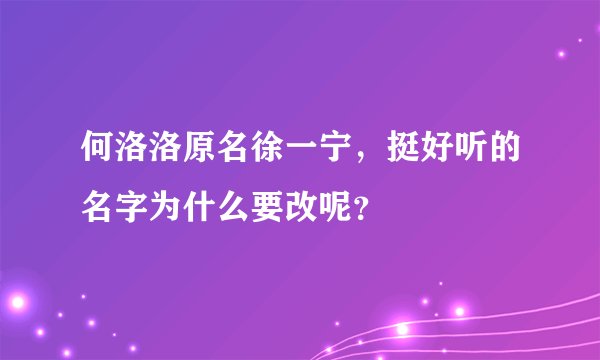 何洛洛原名徐一宁，挺好听的名字为什么要改呢？ 