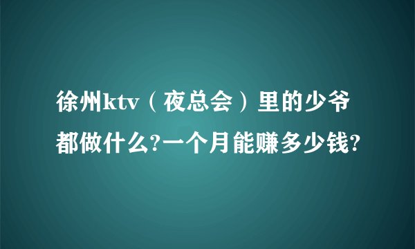 徐州ktv（夜总会）里的少爷都做什么?一个月能赚多少钱?