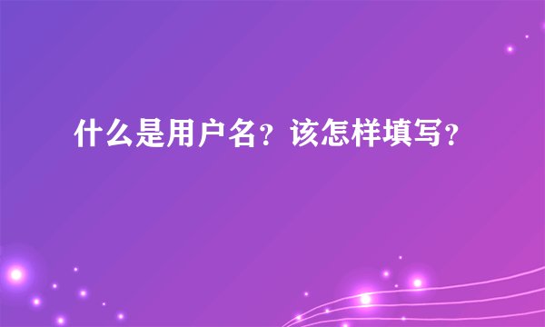 什么是用户名？该怎样填写？