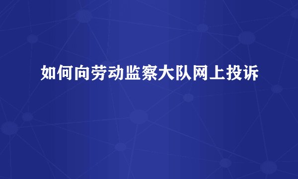 如何向劳动监察大队网上投诉