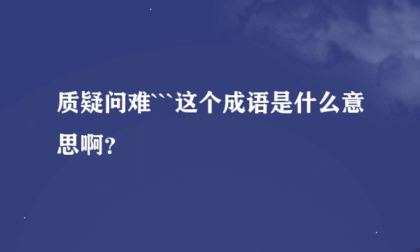 质疑问难```这个成语是什么意思啊？