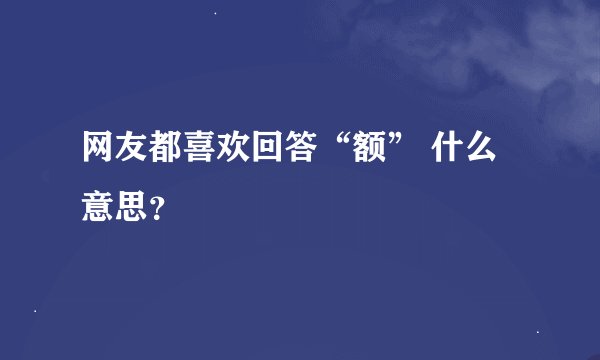 网友都喜欢回答“额” 什么意思？