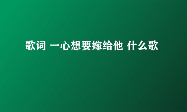歌词 一心想要嫁给他 什么歌