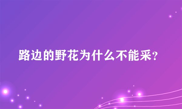 路边的野花为什么不能采？
