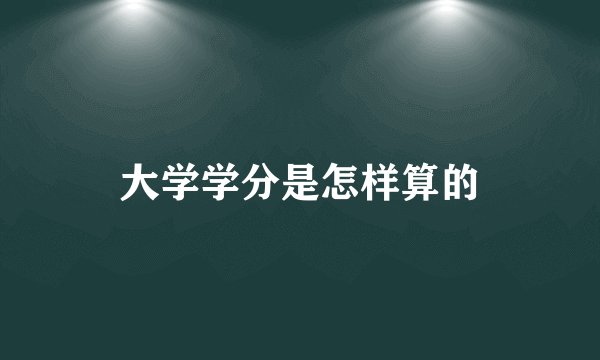 大学学分是怎样算的