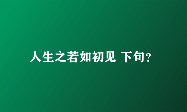 人生之若如初见 下句？