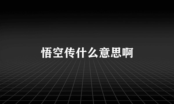 悟空传什么意思啊