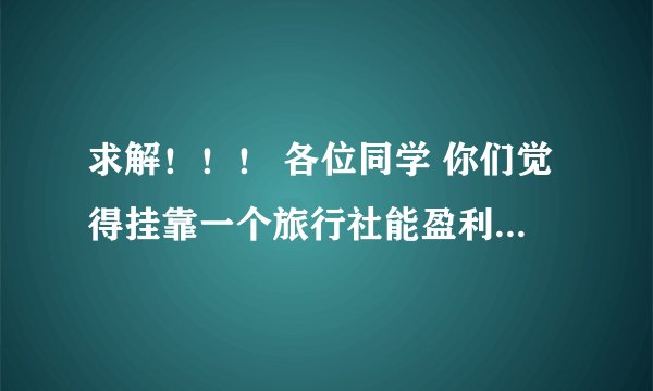 求解！！！ 各位同学 你们觉得挂靠一个旅行社能盈利么？（帮我分析一下）