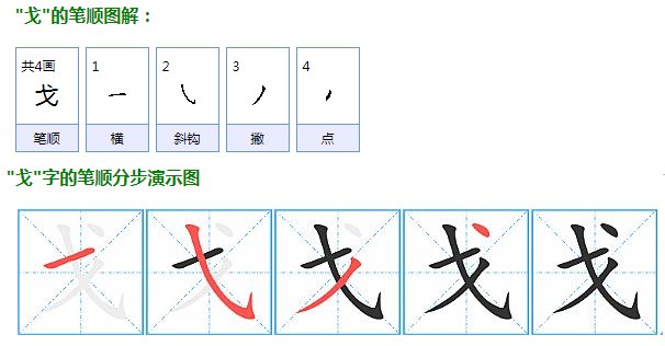 戈的笔顺怎么写