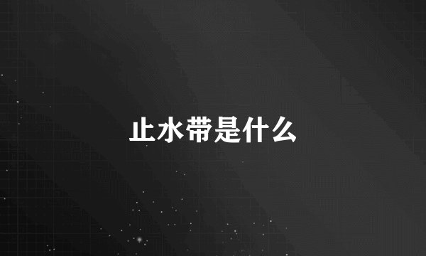 止水带是什么