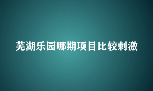 芜湖乐园哪期项目比较刺激