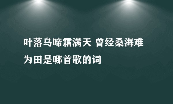 叶落乌啼霜满天 曾经桑海难为田是哪首歌的词