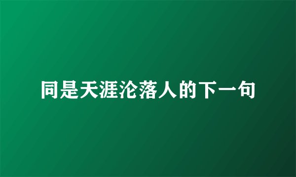 同是天涯沦落人的下一句