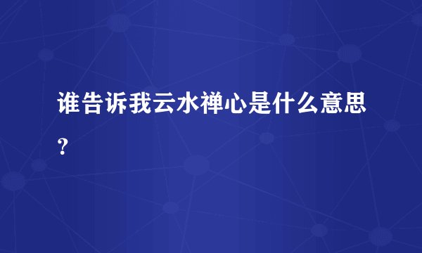 谁告诉我云水禅心是什么意思？