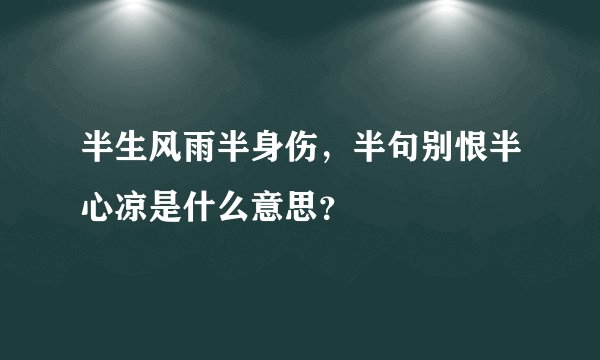 半生风雨半身伤，半句别恨半心凉是什么意思？