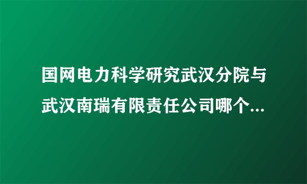 国网电力科学研究武汉分院与武汉南瑞有限责任公司哪个好些？测量专业硕士