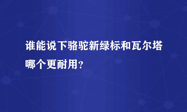 谁能说下骆驼新绿标和瓦尔塔哪个更耐用？