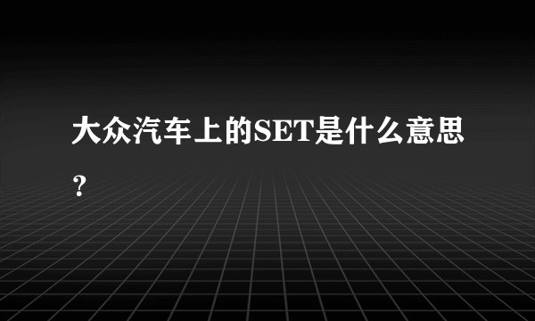 大众汽车上的SET是什么意思？