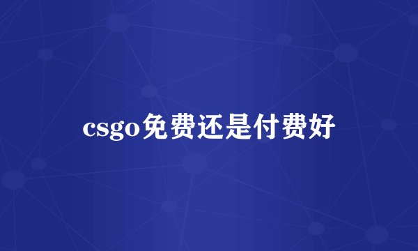 csgo免费还是付费好
