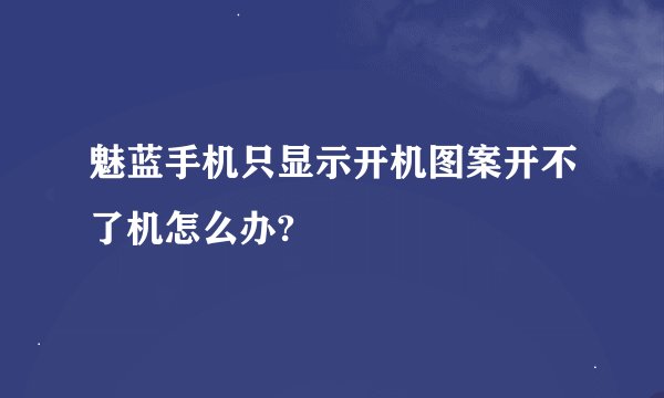 魅蓝手机只显示开机图案开不了机怎么办?