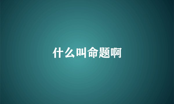 什么叫命题啊