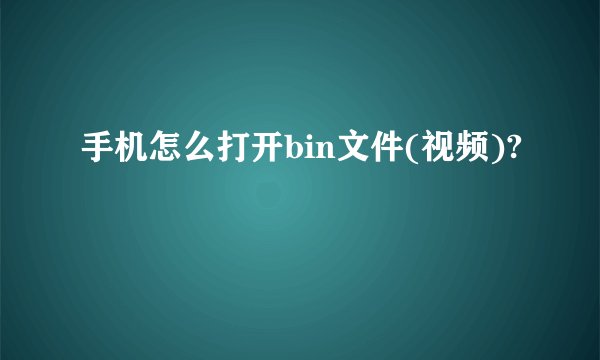 手机怎么打开bin文件(视频)?