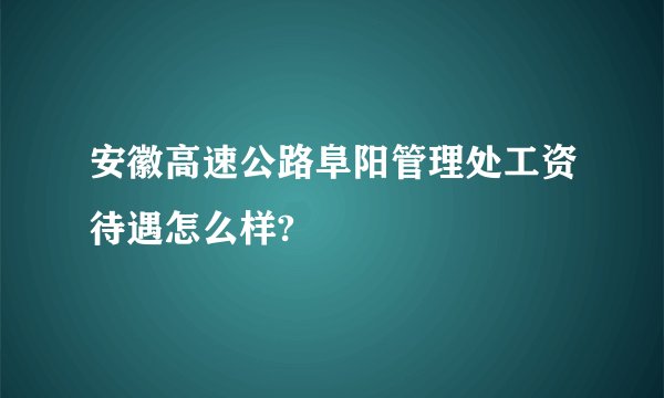 安徽高速公路阜阳管理处工资待遇怎么样?