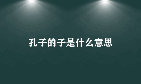 孔子的子是什么意思