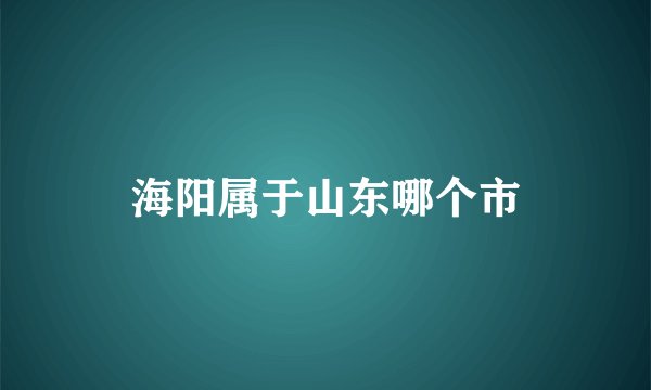 海阳属于山东哪个市